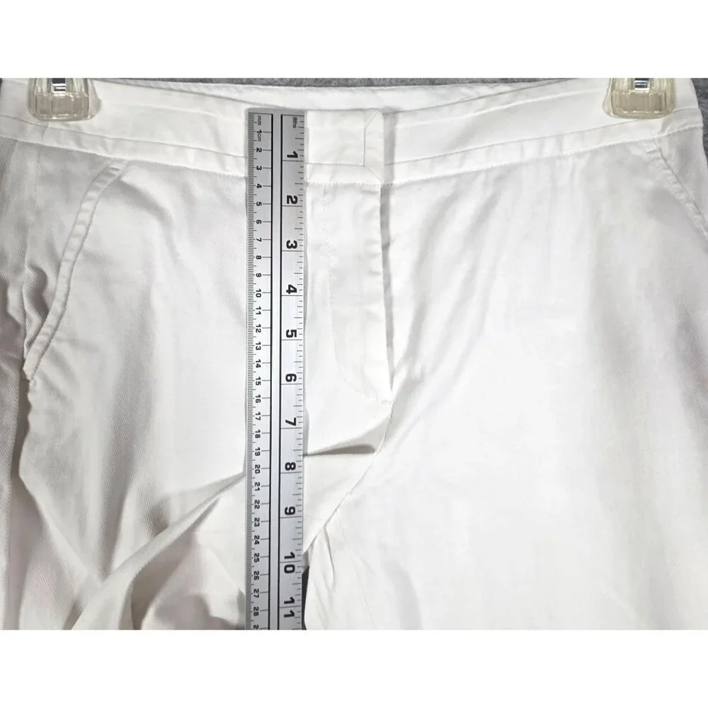 Tory Burch Women's Flat Front Ankle Length Straight Leg Pants White Size 4