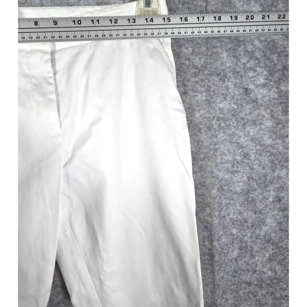 Tory Burch Women's Flat Front Ankle Length Straight Leg Pants White Size 4
