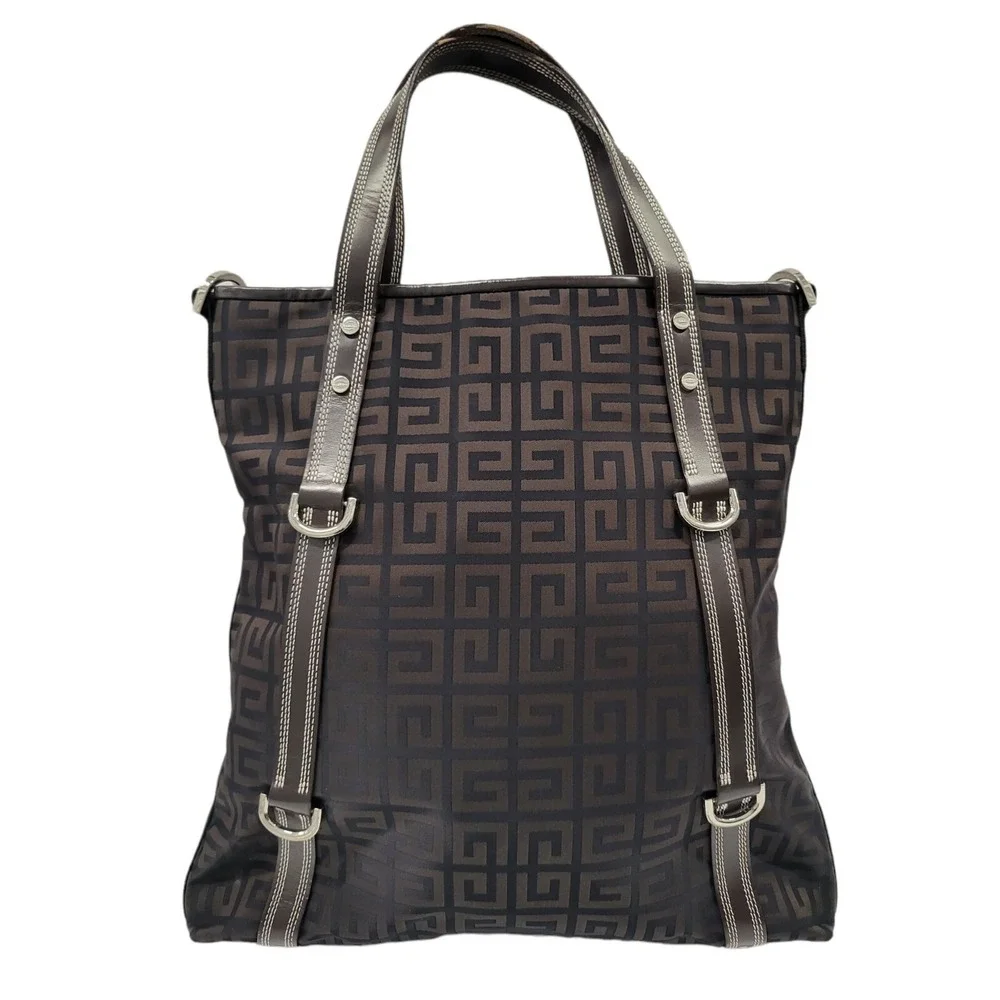 Auth GIVENCHY 2Way Handbag‎ Shoulder Bag Brown Nylon/Leather