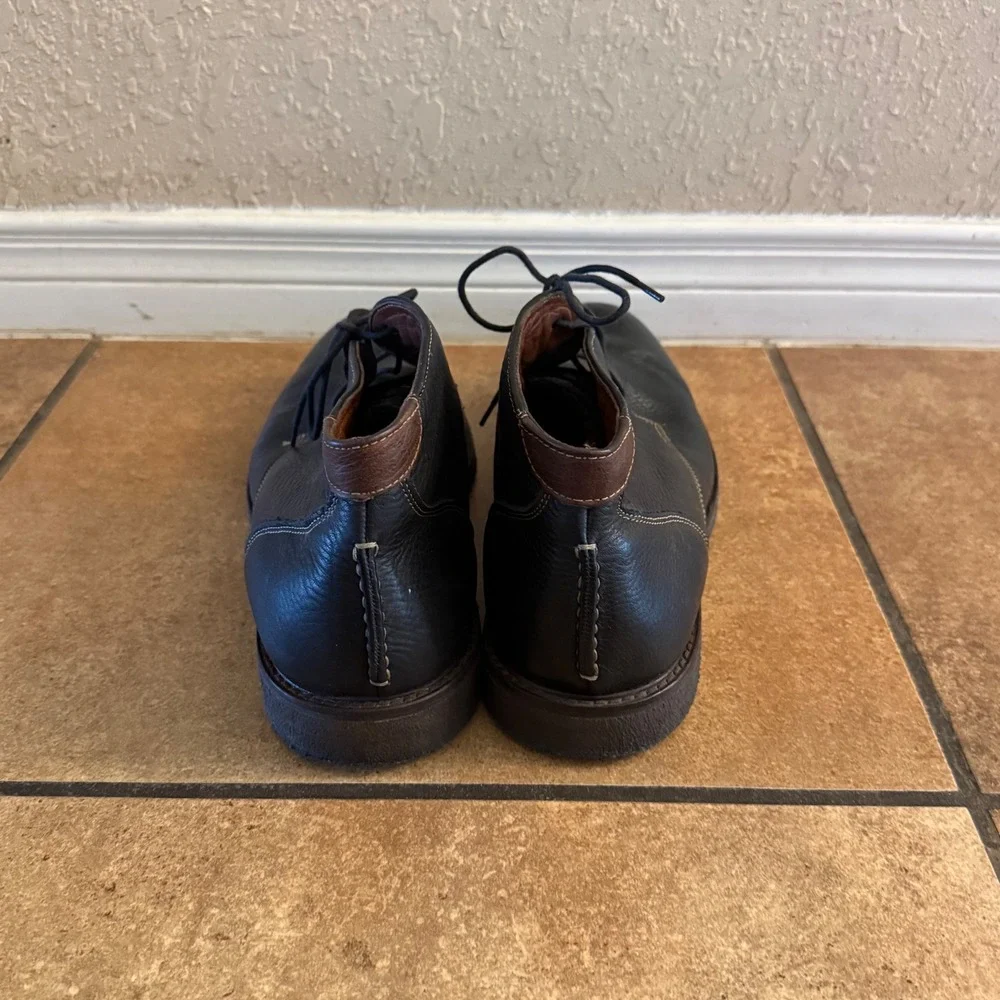 Johnston & Murphy Black Pebbled Leather Chukka Boots Men's 12M Lace Up Casual