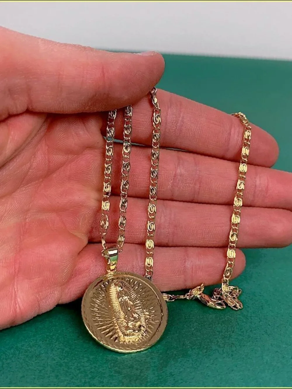 Saint Marry big pendant y2k 90s style gold necklace chain