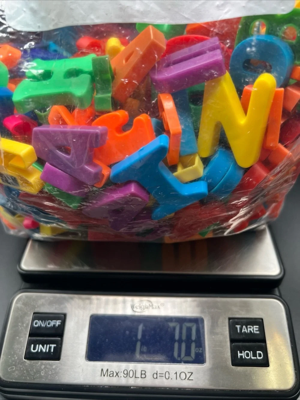 Lot of Magnetic Plastic Alphabet Letters Mixed Colors & Sizes