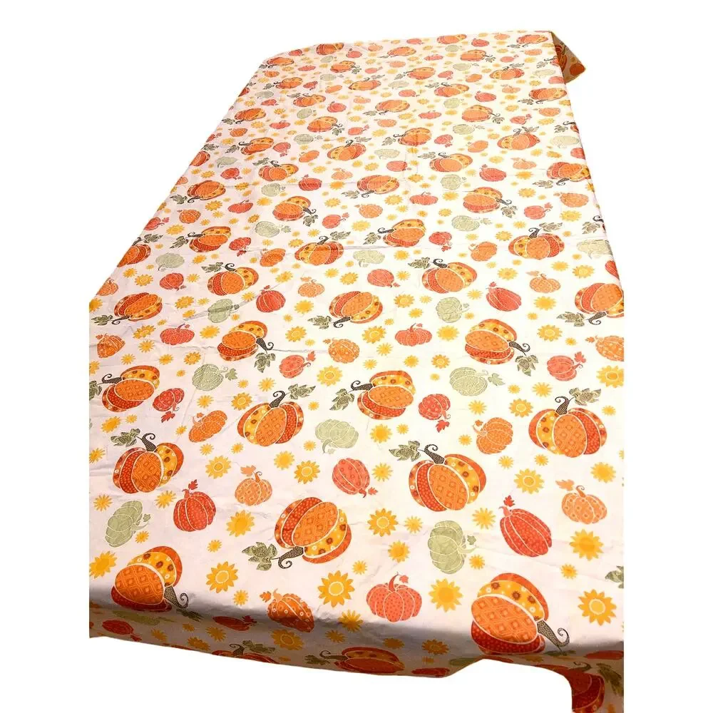 Halloween Pumpkin Fall Harvest Tablecloth Fabric Crafts Flannel Backed READ