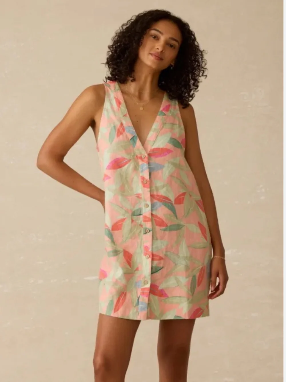 Faherty Alston dress 100% linen women’s size XL floral resort mini breathable