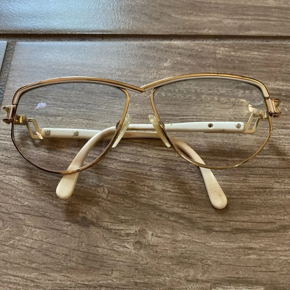 Vintage Cazal Eyeglasses Frames Gold & White Rare