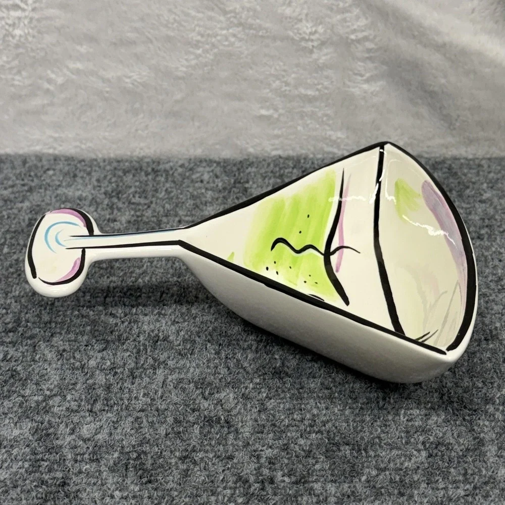 Clay Art Martini Glass Shaped Serving Bowl White Ceramic Olive Barware Dish