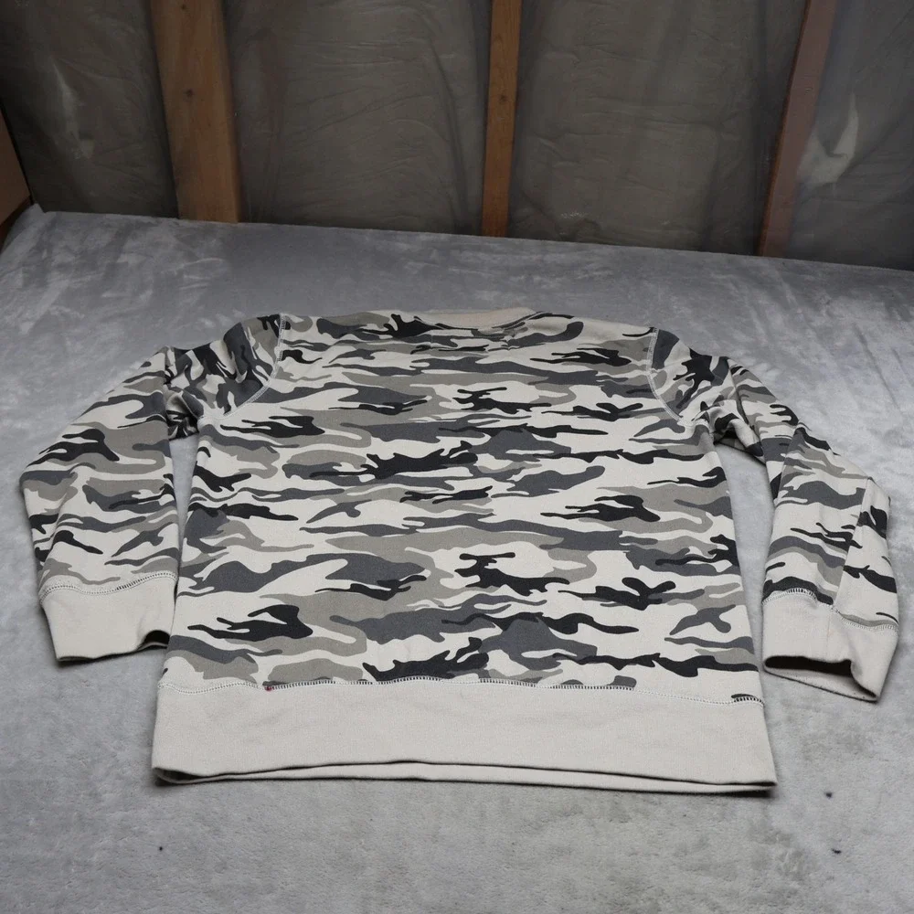 True Religion Sweatshirt Mens Medium White Camo‎ Graphic Crewneck Pullover READ