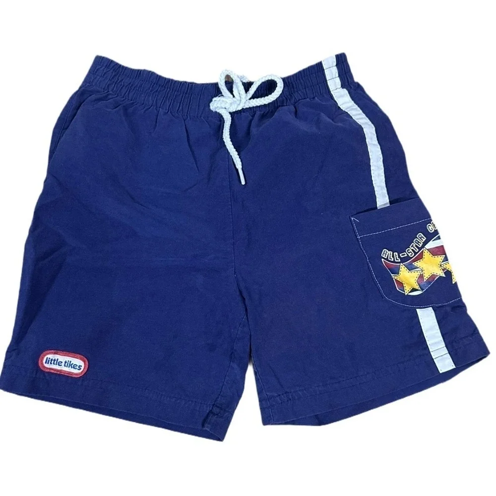 Vintage Little Tikes Toddler Swim Shorts Navy Size 3 90's Baby Swimsuit Trunks