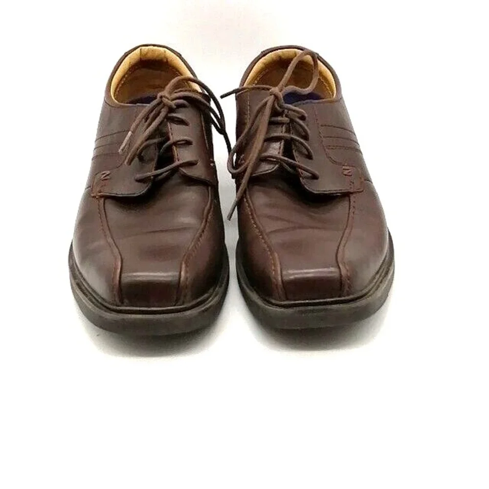 Nunn Bush Mens Derby Shoe Brown Leather Lace Up Dress Shoe Square Toe 10.5