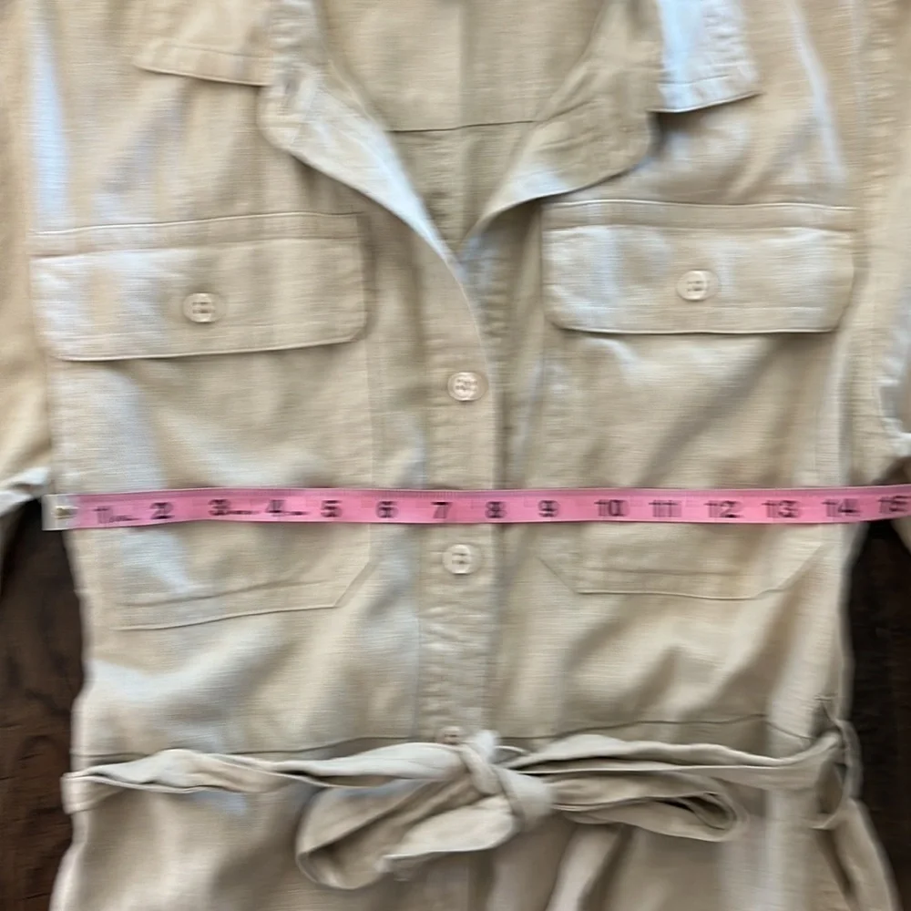 NWOT Banana Republic Petite Linen Blend Cream Long Sleeve Romper Size S