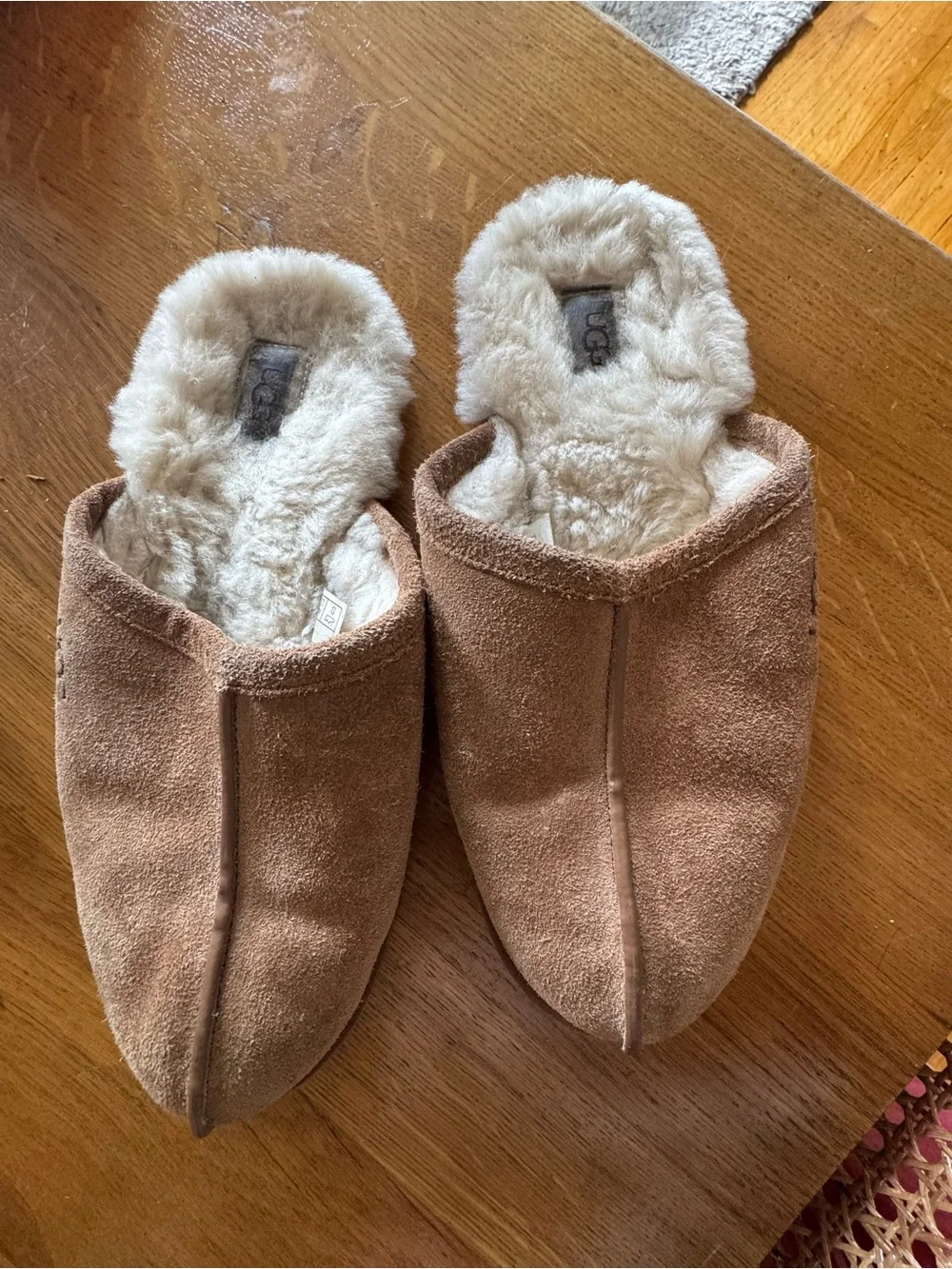 UGG Chestnut Suede Shearling Clog Slippers