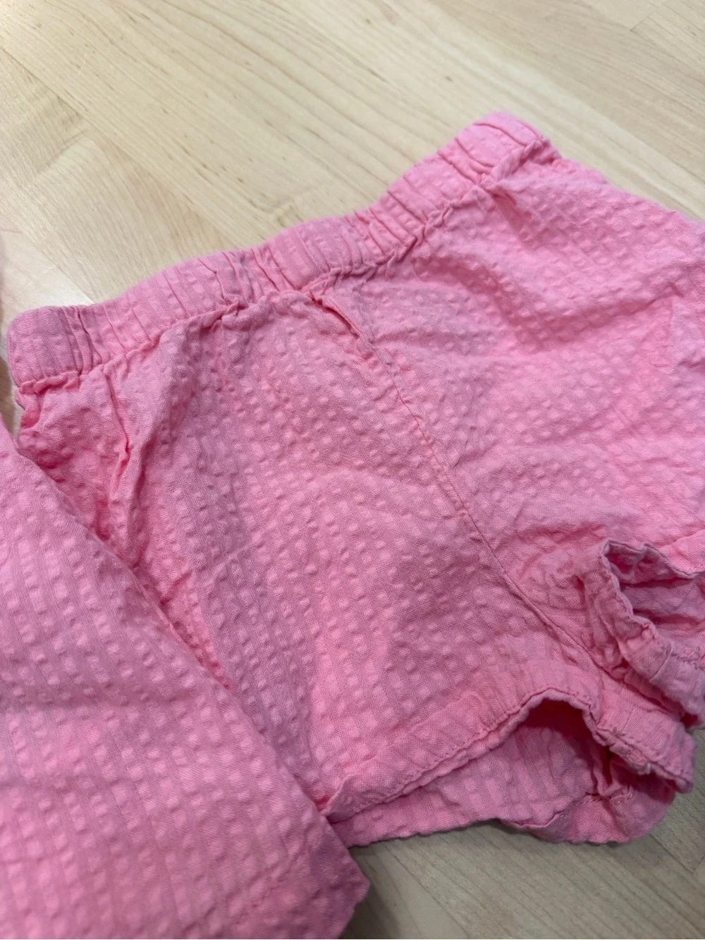 H&M Pink Textured Girls Matching Top and Shorts Set