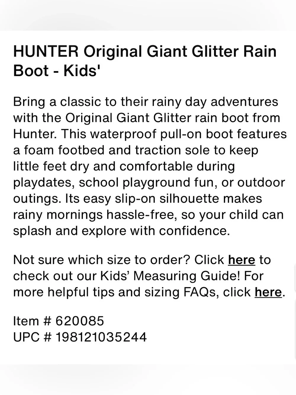 Hunter tall glitter
