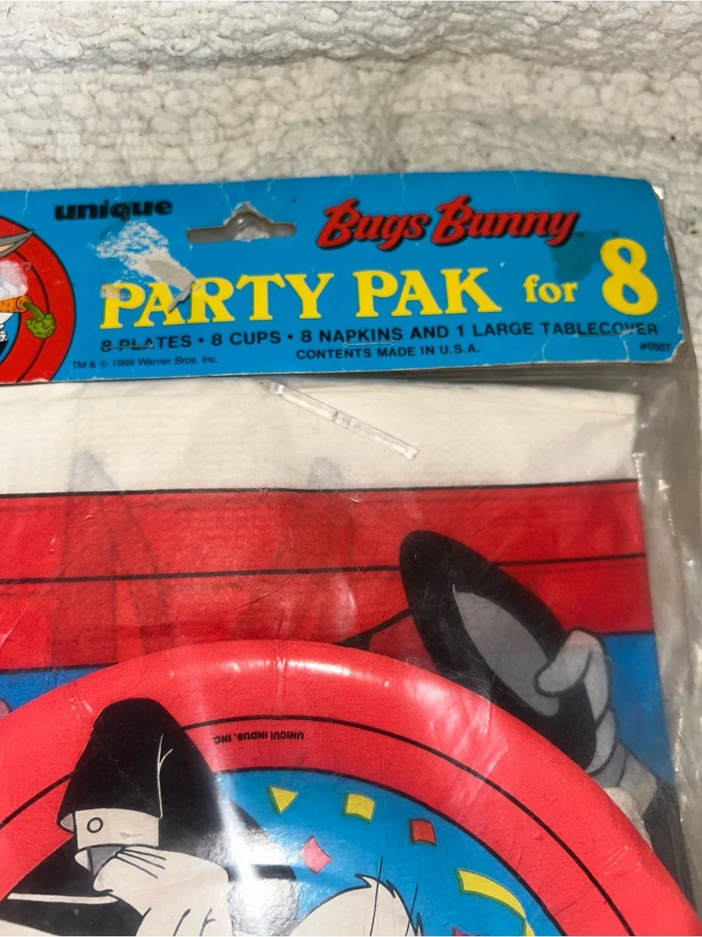 Vtg Warner Bros 1989 Bugs Bunny Bday Party Pak for 8 & Accessory Pak for 4 NOS