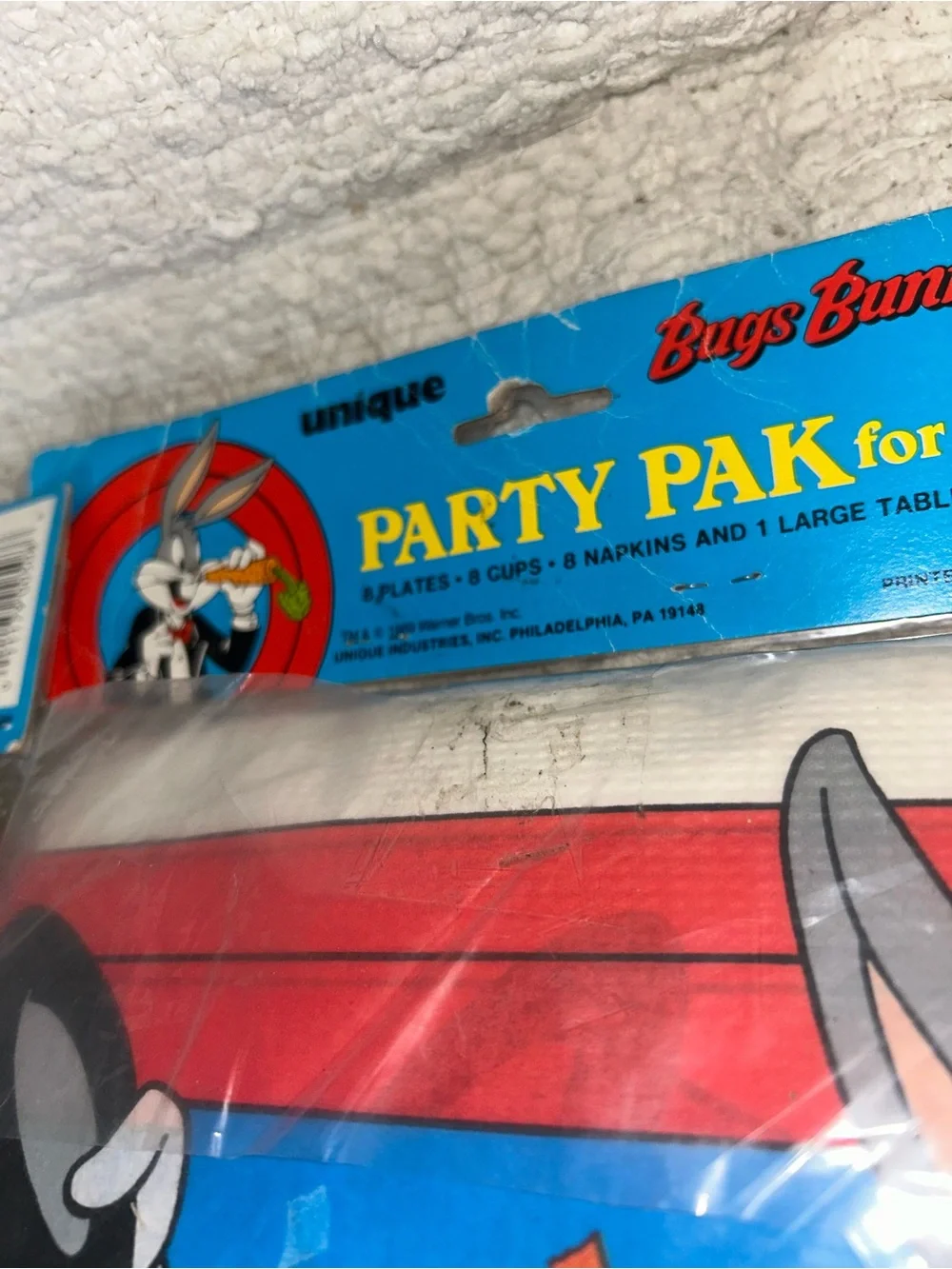 Vtg Warner Bros 1989 Bugs Bunny Bday Party Pak for 8 & Accessory Pak for 4 NOS