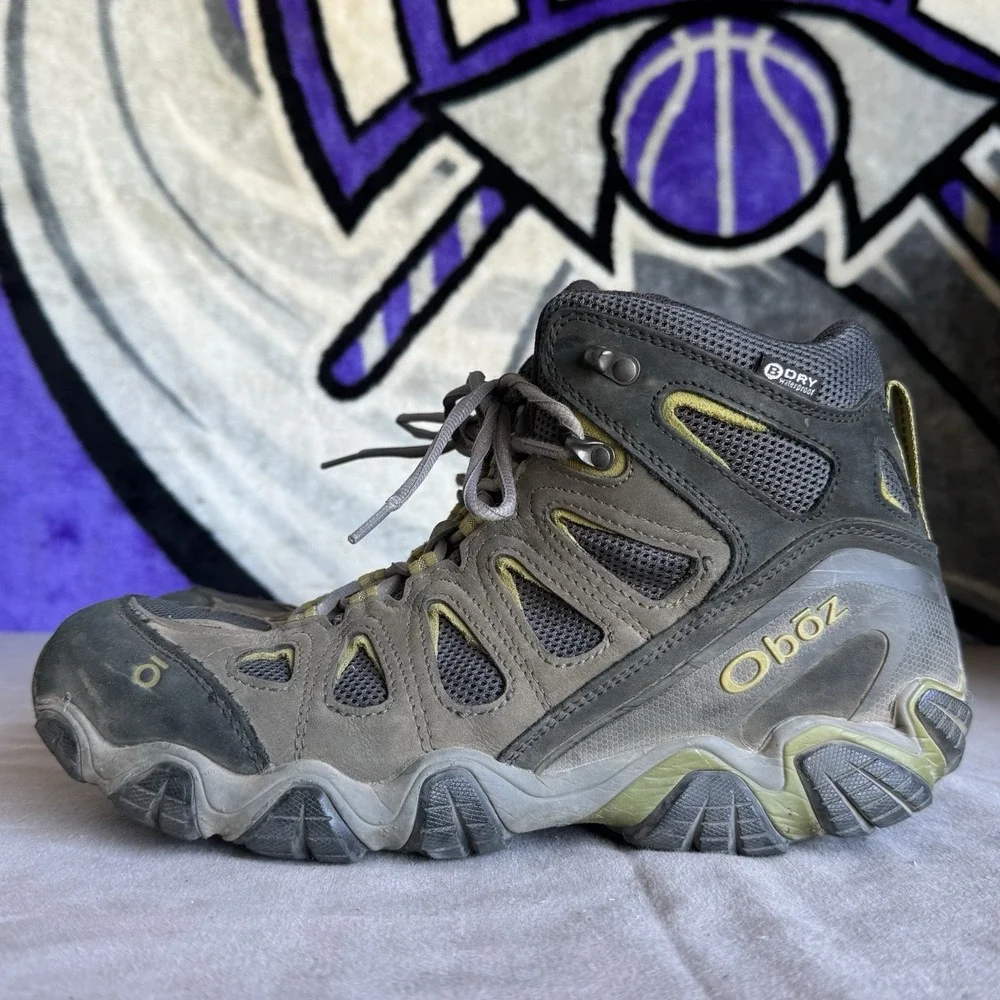 Oboz Men Sz 9 Sawtooth II Waterproof Mid Hiking Boots Grey Waterproof Gorpcore