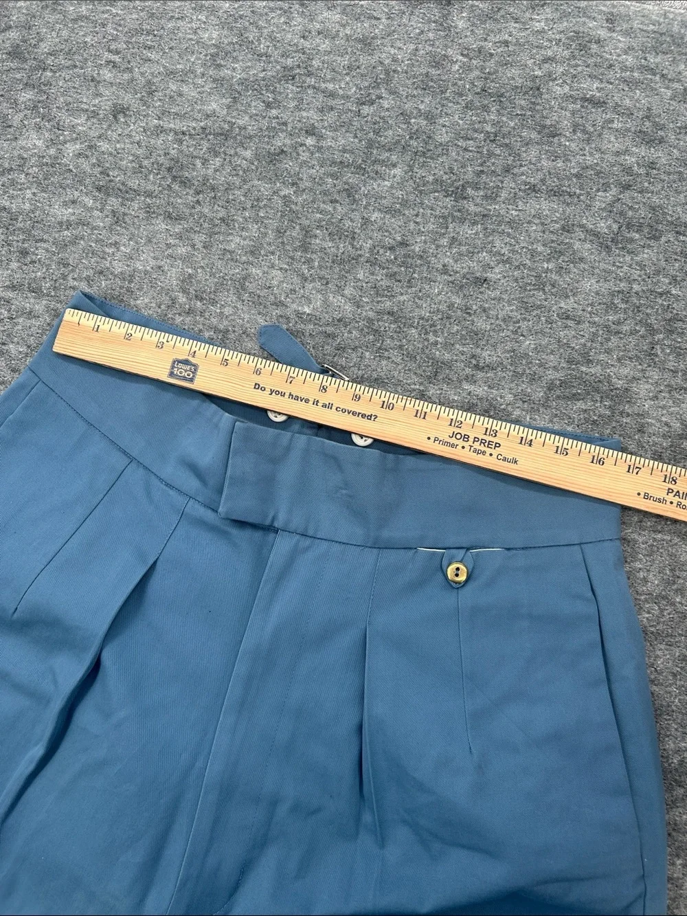 On The Sunny Side Eco Cotton Blue High Waisted Pleated Trouser Pants 38 Waist