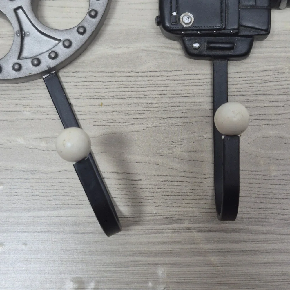 ICA Home Decor Movie Camera Film Reel Wall Hooks Set Vintage Cinema Media Room