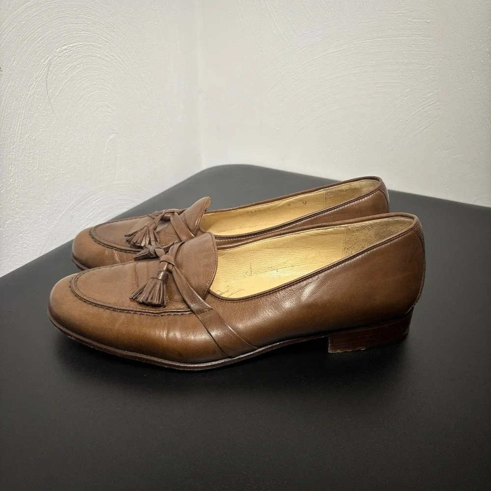 BRAGANO Cole Haan Men's Brown Tassel Loafers Dress Shoes Sz 9 M Leather Italy