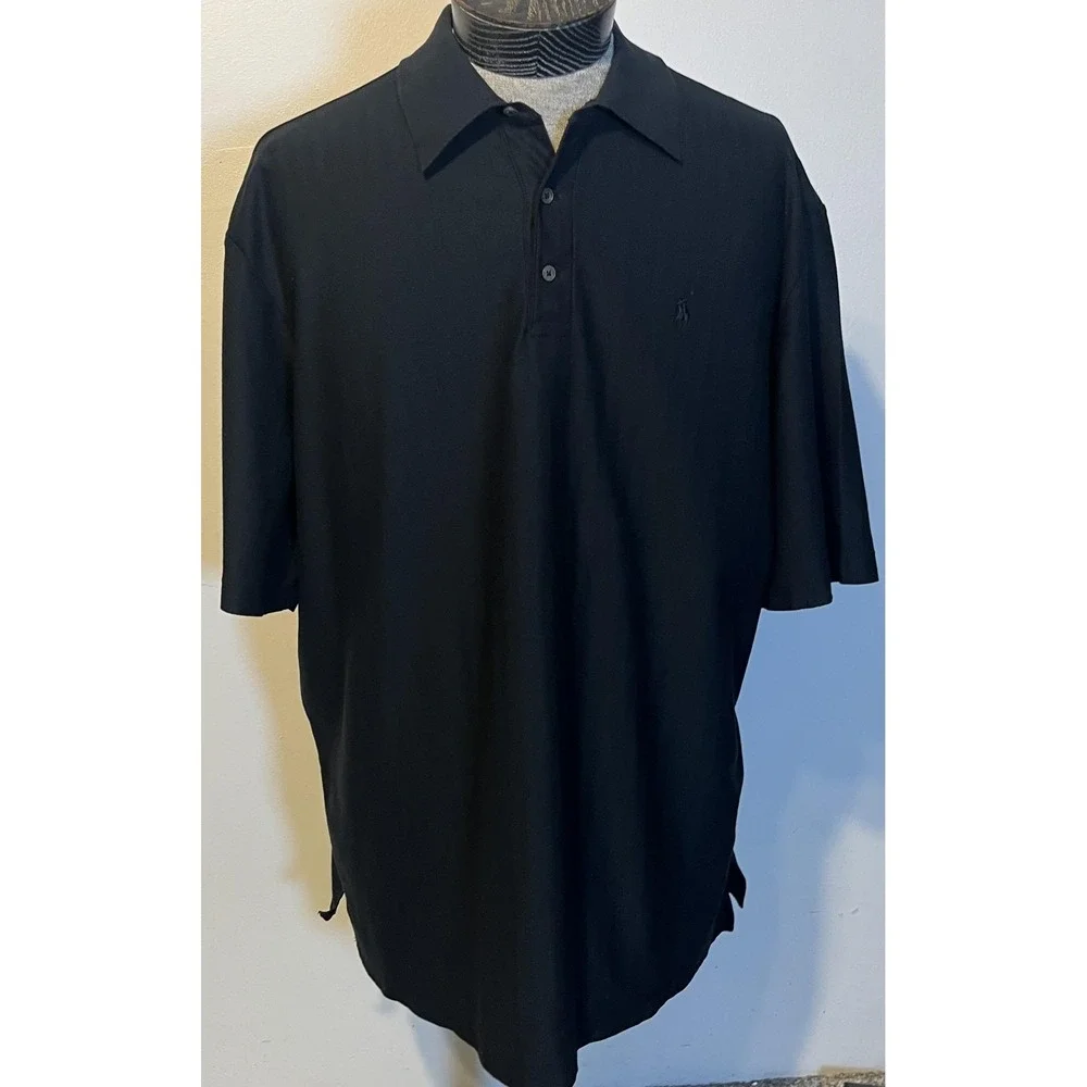 Ralph Lauren Polo Golf Polo Shirt Mens 2XL‎ Black Pima Cotton Short Sleeve
