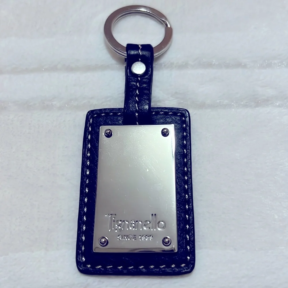 Tignanello Since 1989 Brown Leather Stainless Steel Keychain / Bag Charm