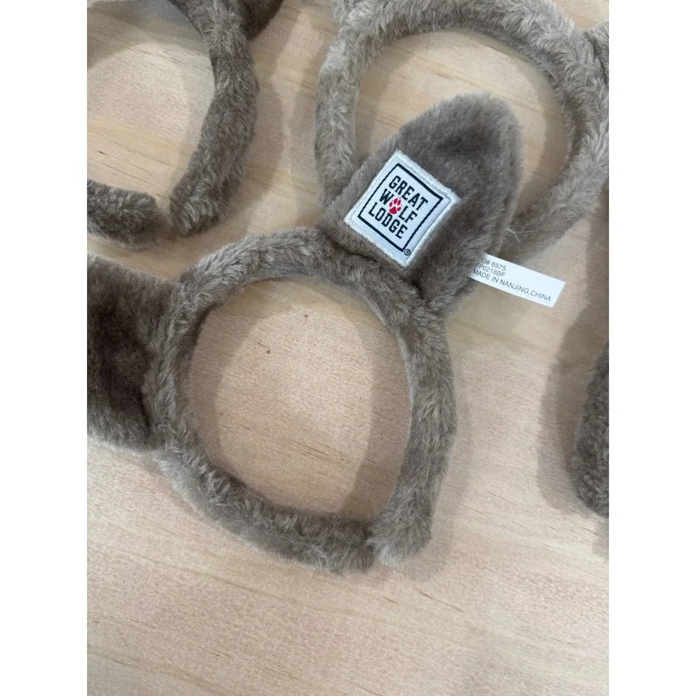 Great Wolf Lodge Wolf Ear Headband‎ Lot of 4 Gray Faux Fur Costume GWL