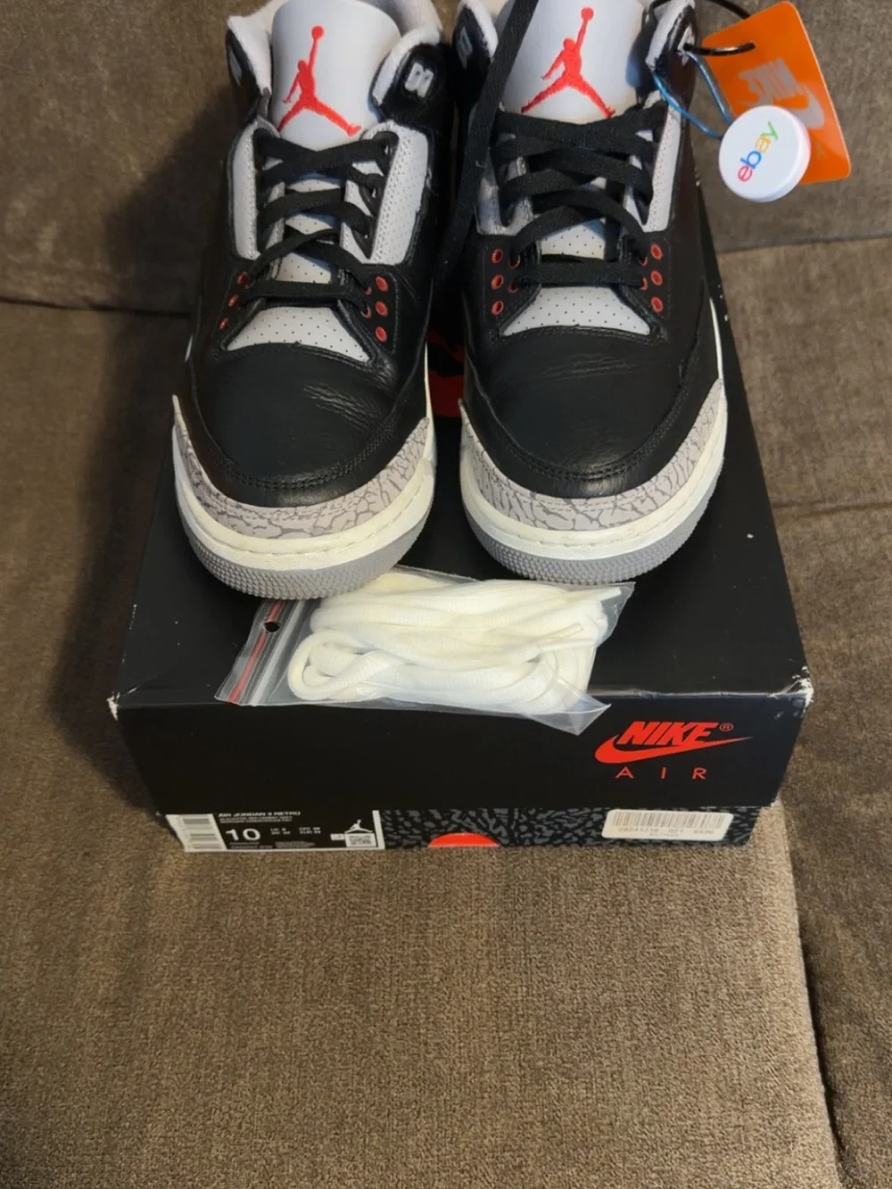 Air Jordan 3 Retro Black Cement 2024- Black/White/Red Men’s Sneakers