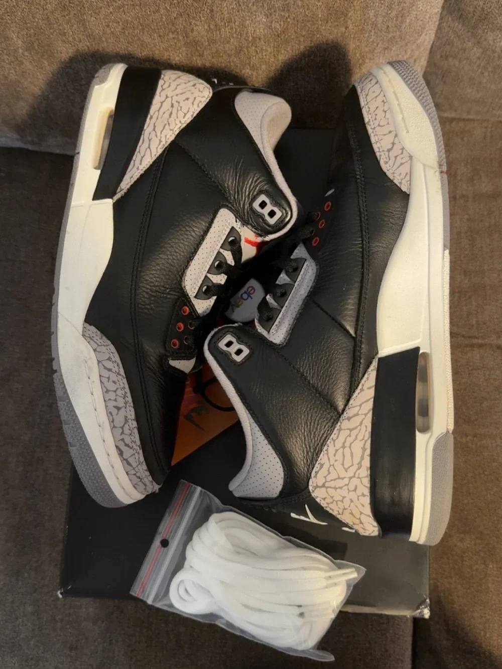 Air Jordan 3 Retro Black Cement 2024- Black/White/Red Men’s Sneakers