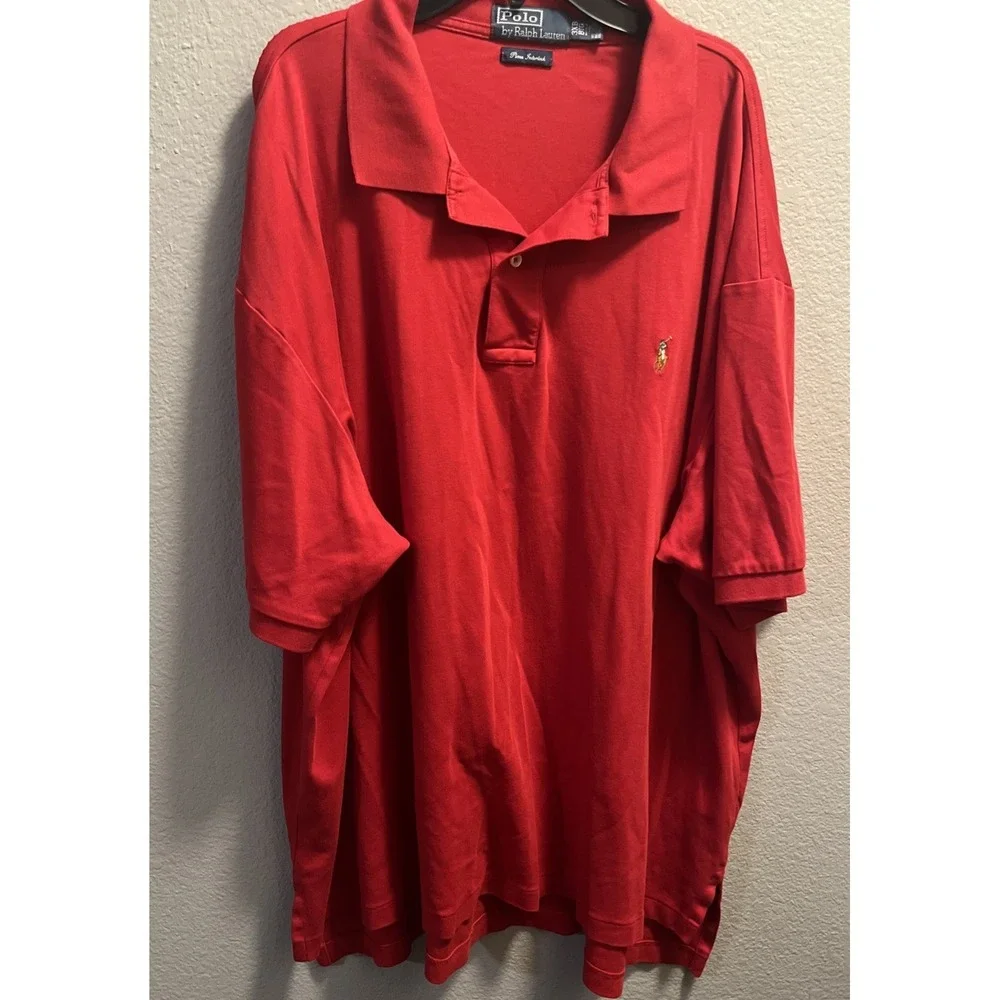 Polo Ralph Lauren Polo Shirt Men 3XB Big‎ Red Pima Interlock Flesh Pony Golf