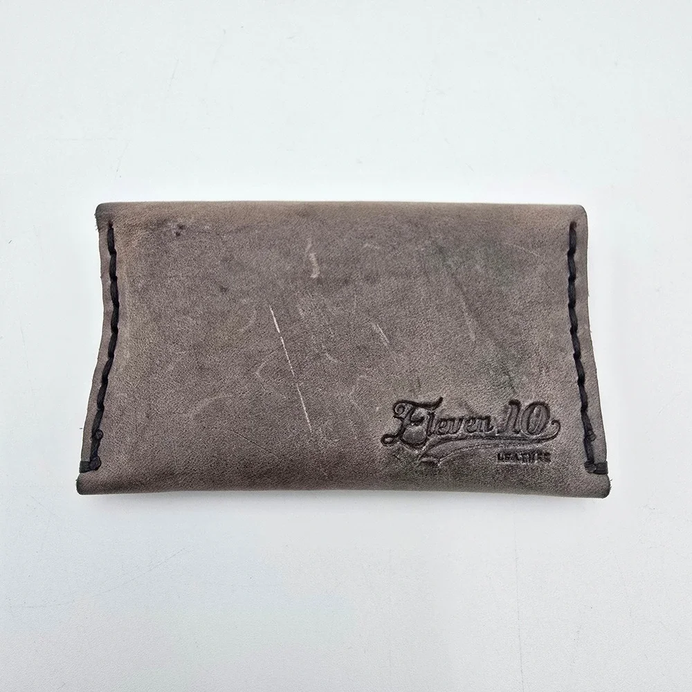 Eleven 10 Leathers Handmade‎ Distressed Brown Leather Card Holder Wallet