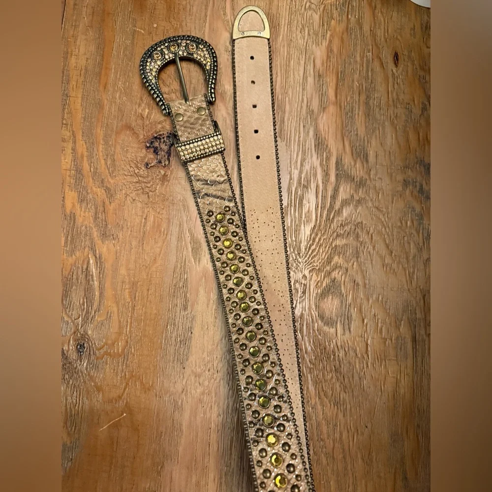Chico's Gold Bronze Studded Bling Embellished Belt western rodeo, cowboy glam