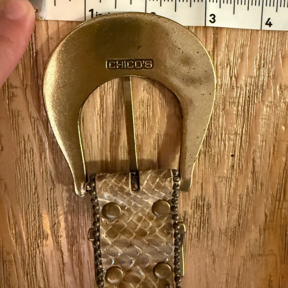 Chico's Gold Bronze Studded Bling Embellished Belt western rodeo, cowboy glam