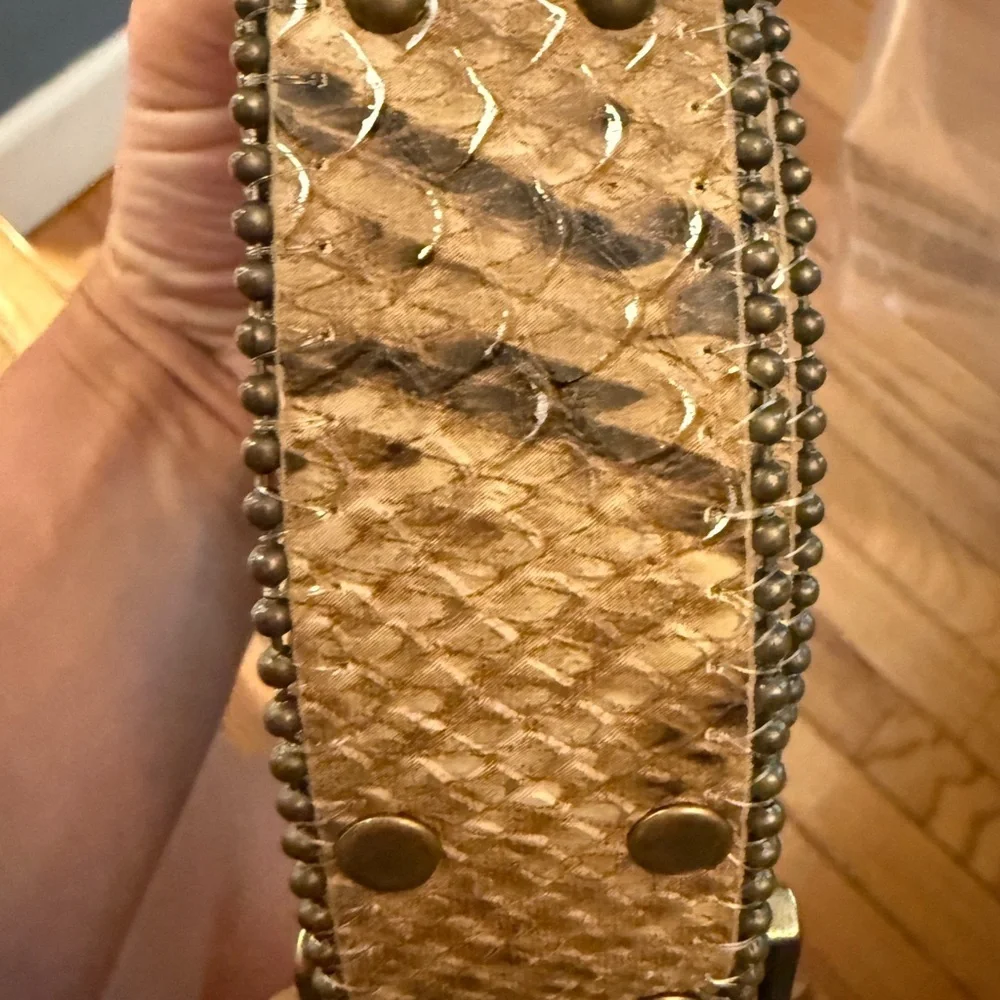 Chico's Gold Bronze Studded Bling Embellished Belt western rodeo, cowboy glam