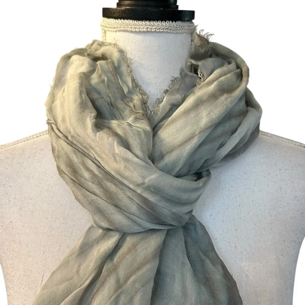 Lane Bryant Tie Dye Fringe‎ Lightweight Boho Beach Scarf Grey White Pink NEW