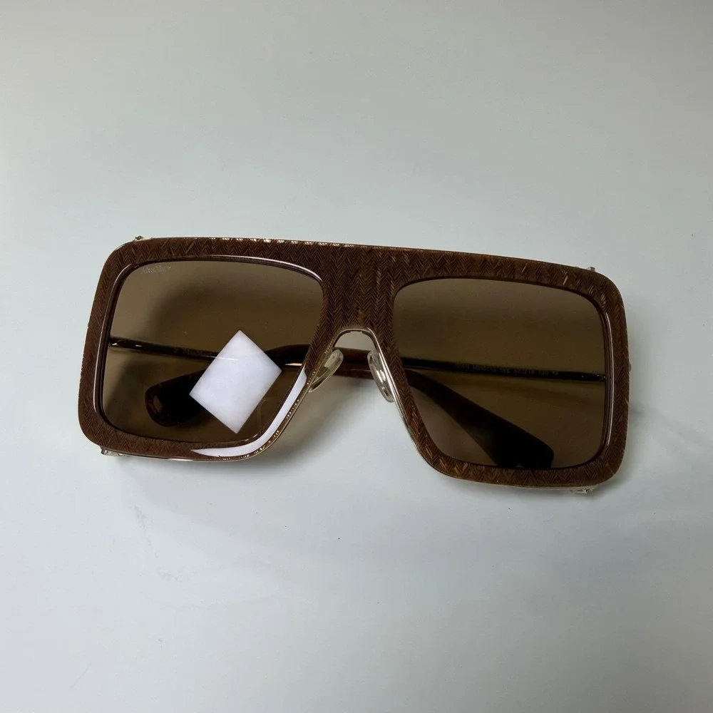 Max‎ Mara Jean MM0119 Jean Brown Textured Oversized Square Sunglasses  57-16-130