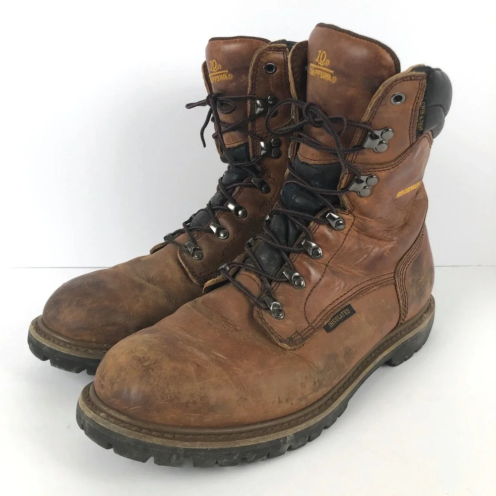 CHIPPEWA IQ Waterproof Insulated Leather Work‎ Boots Brown Men's 11 XW 55059