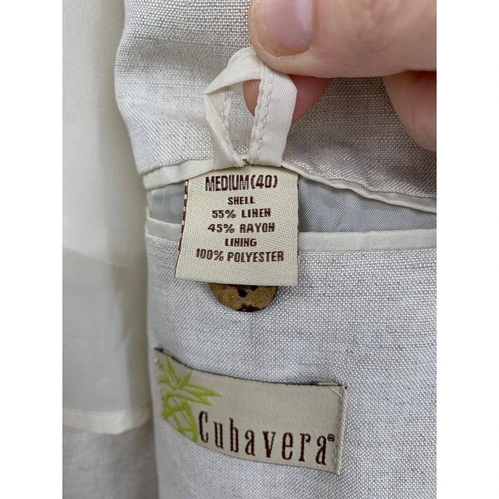 Cubavera Blazer Mens 40/Medium Beige Solid Linen Blend Tropical Summer NEW