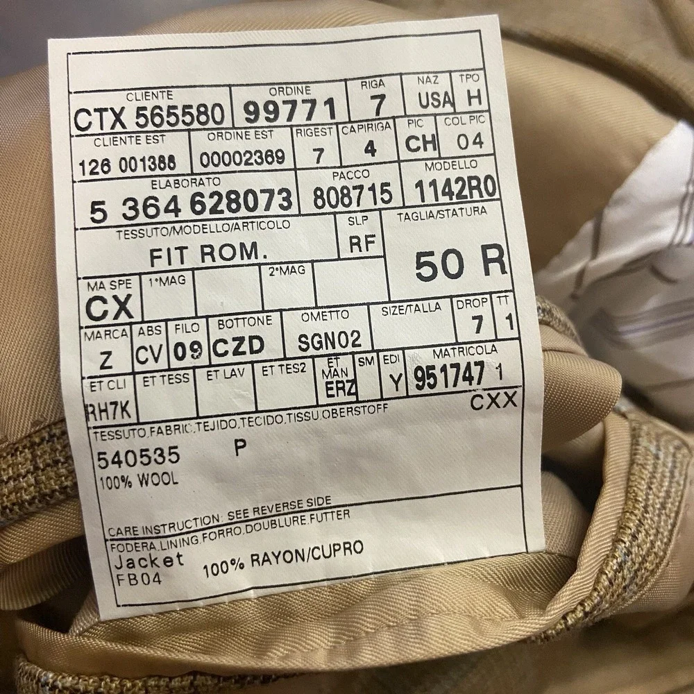 Ermenegildo Zegna Blazer Mens 50R 15 Milmil 15 3-Button Sport‎ Coat Suit Jacket