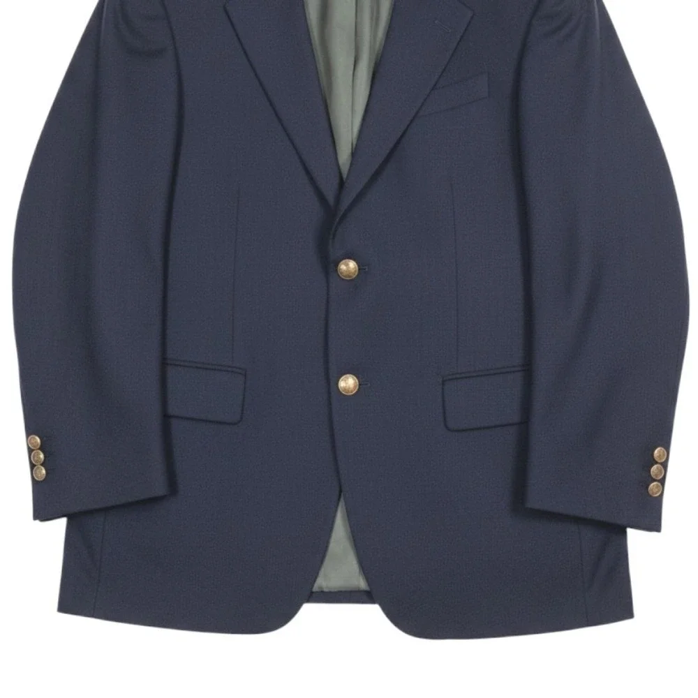 Vintage Oscar de la Renta Blue 2 Button Blazer/Sport Coat Wool Crest Button 44R