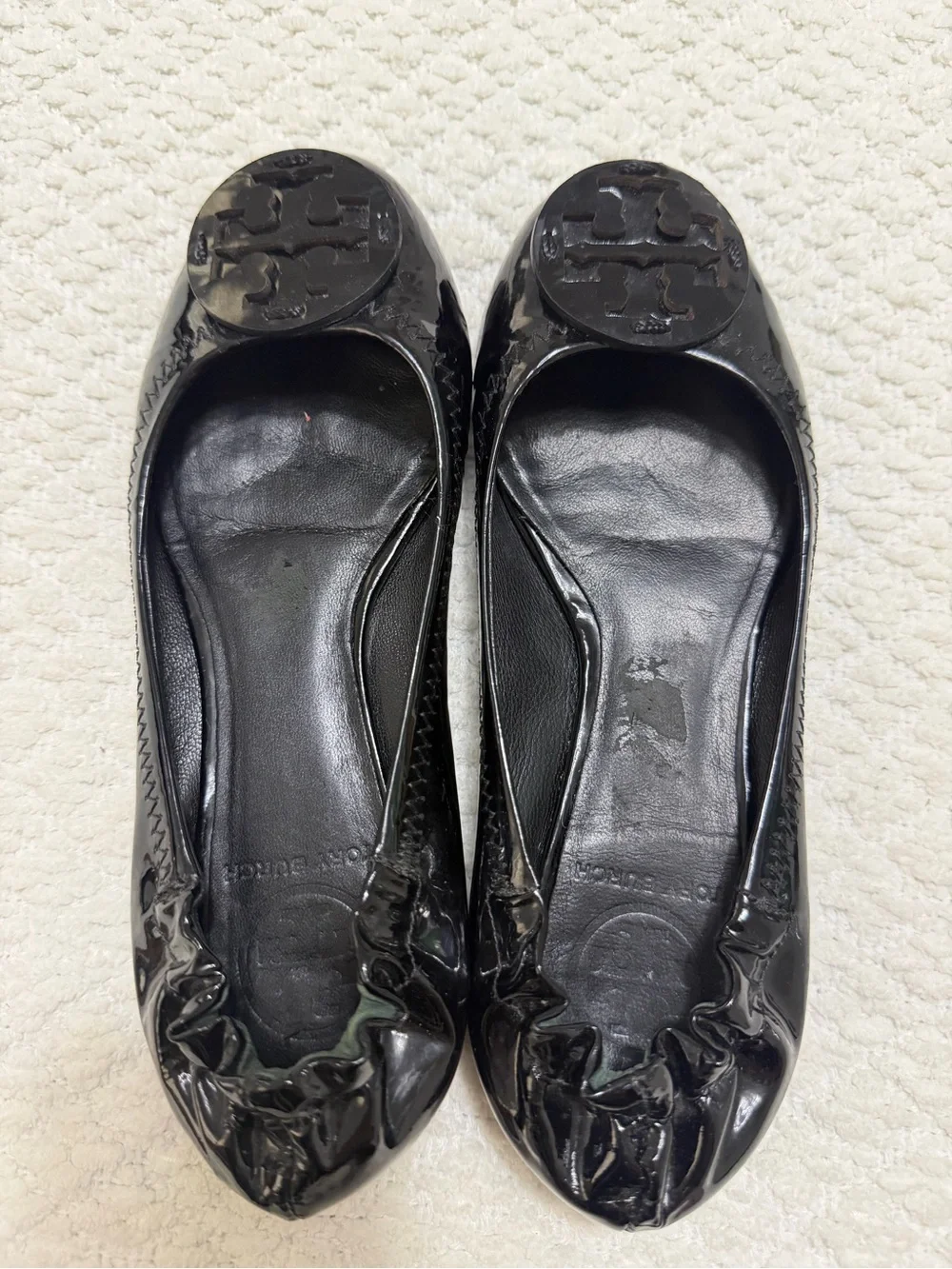 Tory Burch Reva Ballerina Patent Leather Flats Black Shoes Women’s Size 6.5