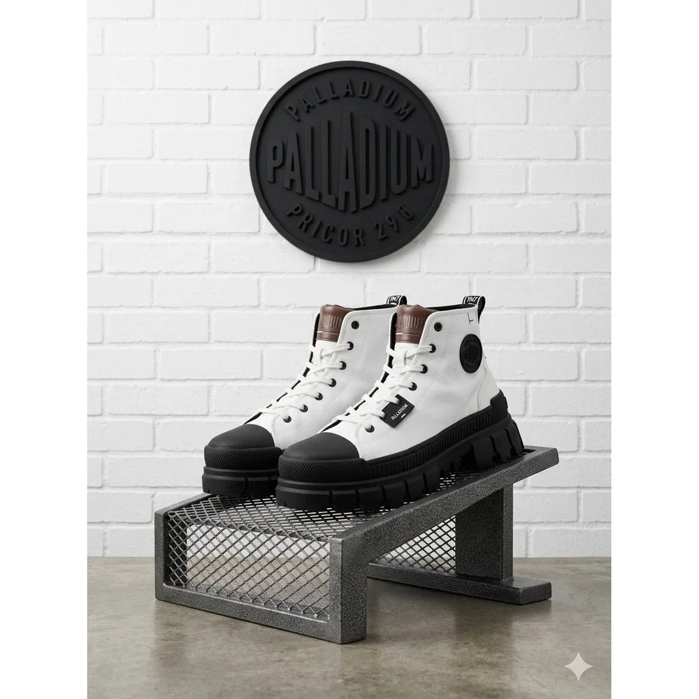 Palladium Revolt‎ Hi TX White Black Platform Lug Sole Boots High Top 1947 grunge