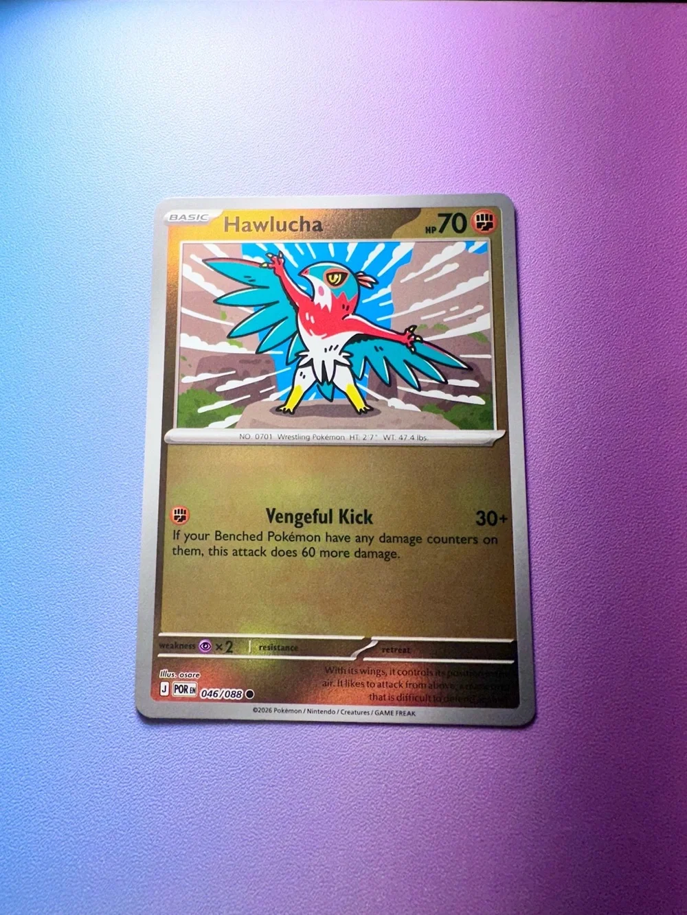 hawlucha [reverse holo] - 046/088 (common) — pokemon: perfect order