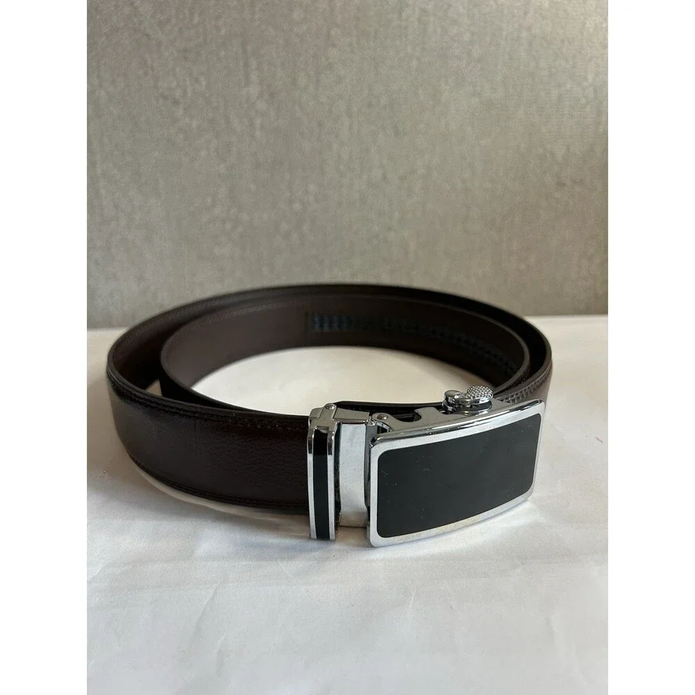 Men's Brown Belt with Silver Buckle Size 50