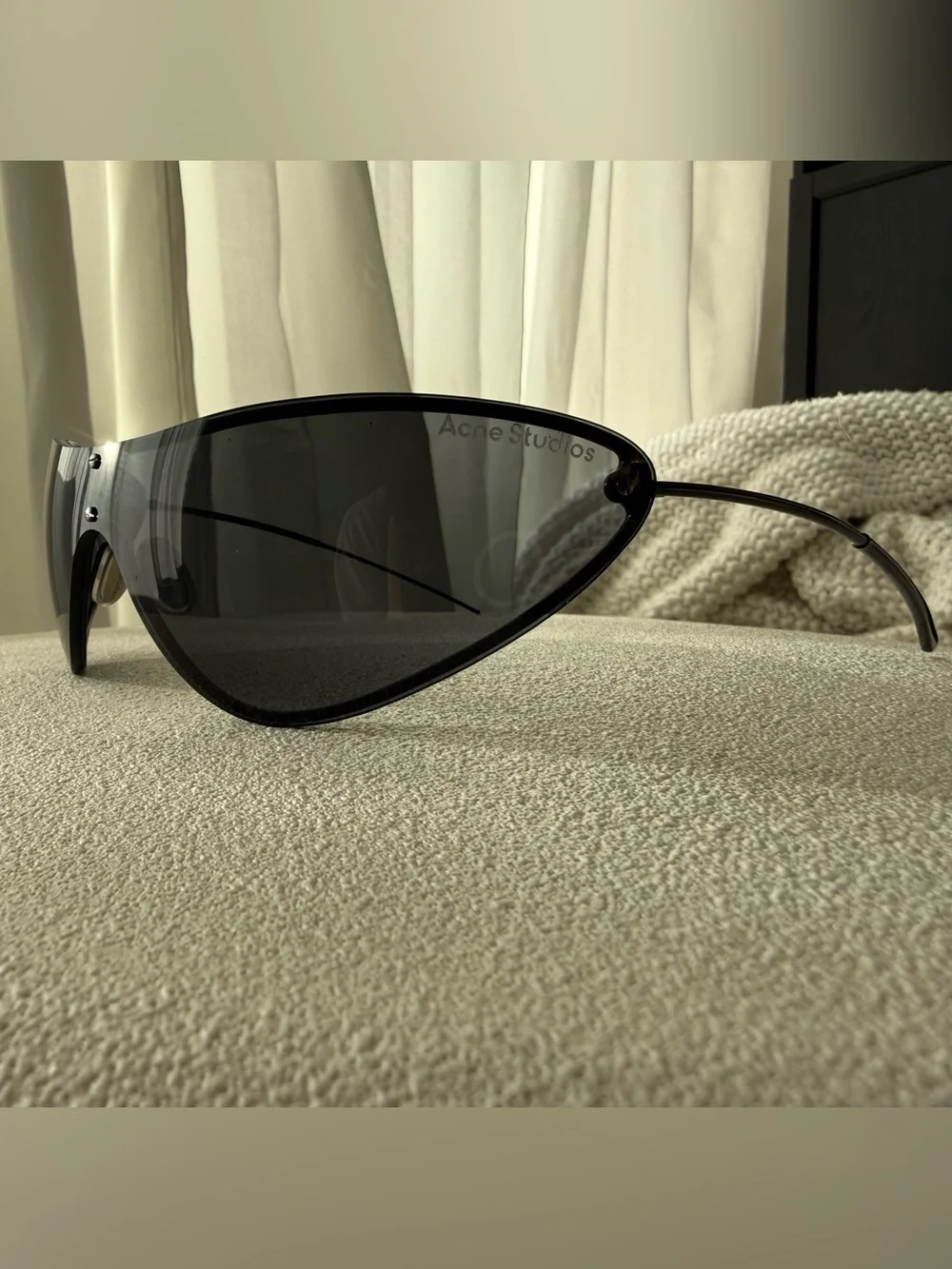 Acne Studios Black Curved Shield Sunglasses - Kylie Jenner Collab
