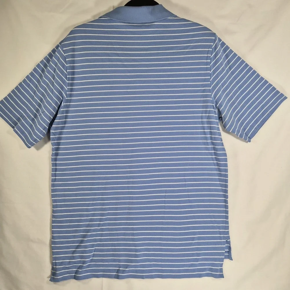 Polo Golf Ralph Lauren Men's Medium Blue White Striped Polo Shirt Short..