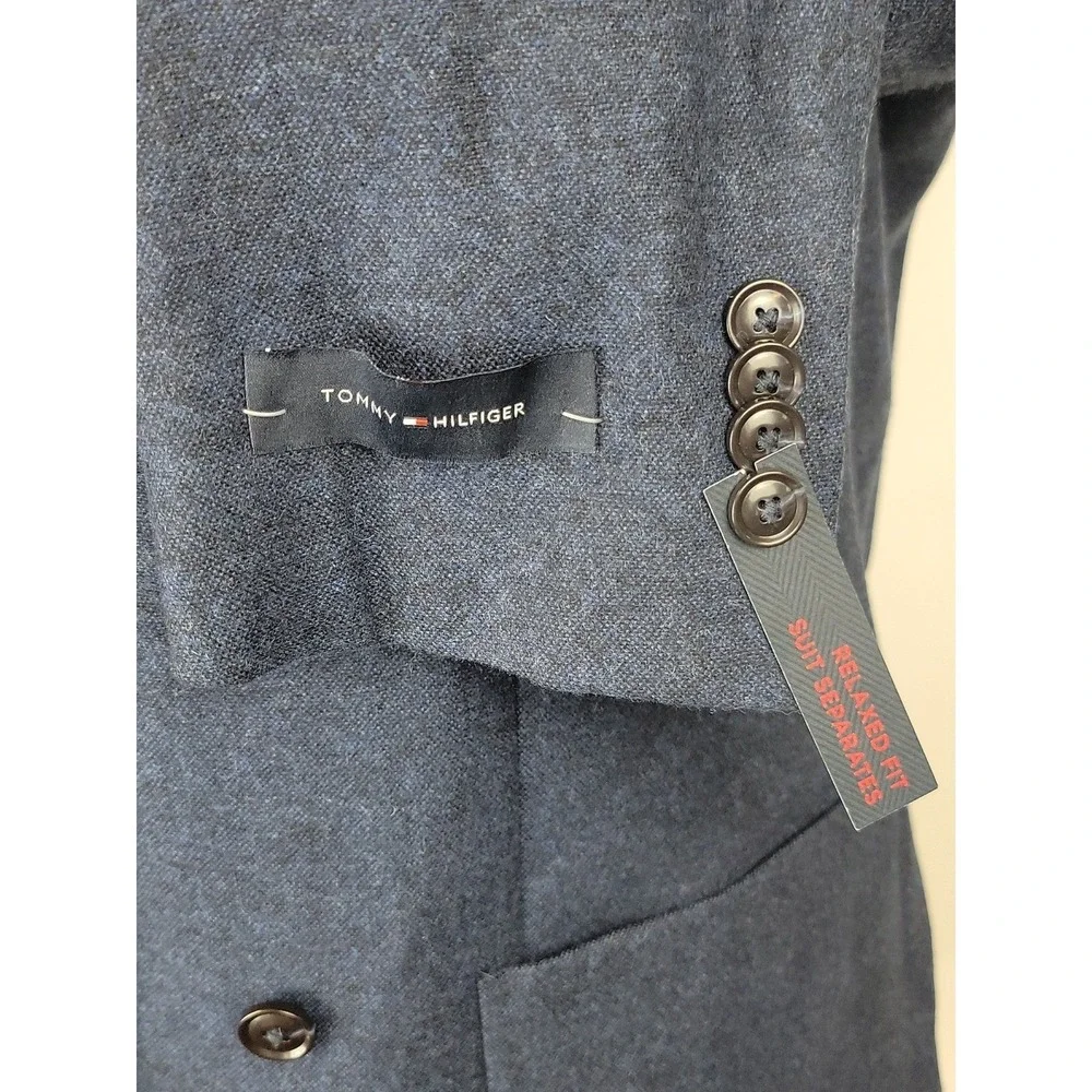 Tommy Hilfiger Sport Coat Mens 40L Navy Dodge Double Breasted Blazer Suit Jacket