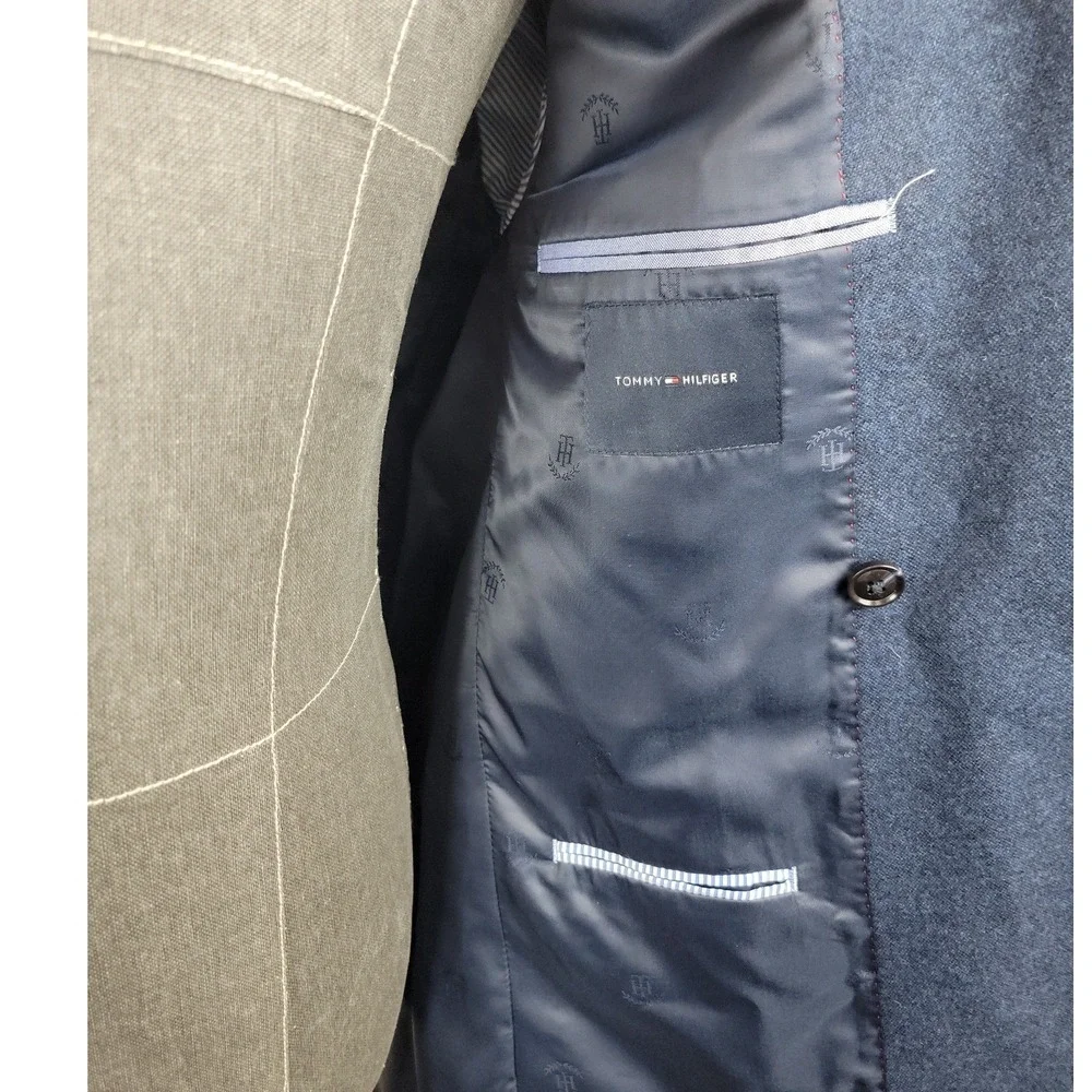 Tommy Hilfiger Sport Coat Mens 40L Navy Dodge Double Breasted Blazer Suit Jacket