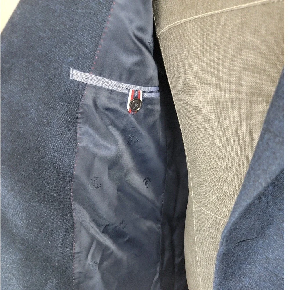 Tommy Hilfiger Sport Coat Mens 40L Navy Dodge Double Breasted Blazer Suit Jacket