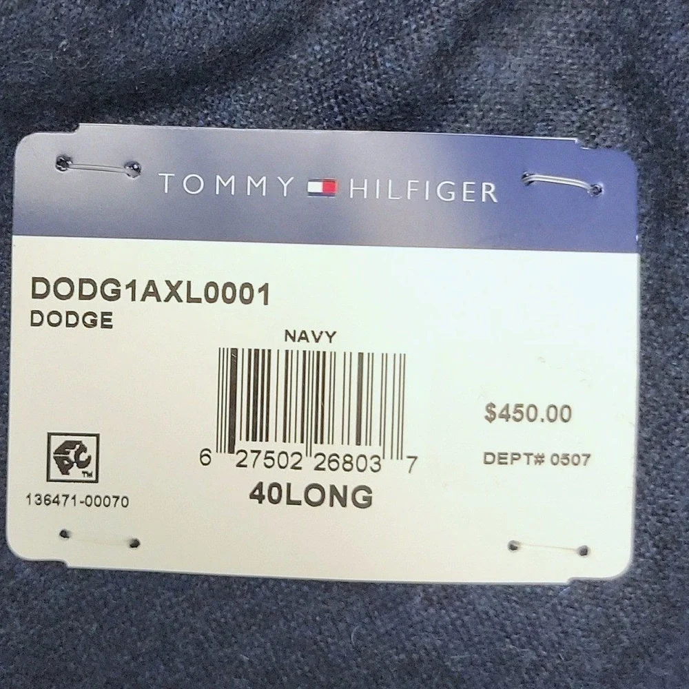 Tommy Hilfiger Sport Coat Mens 40L Navy Dodge Double Breasted Blazer Suit Jacket