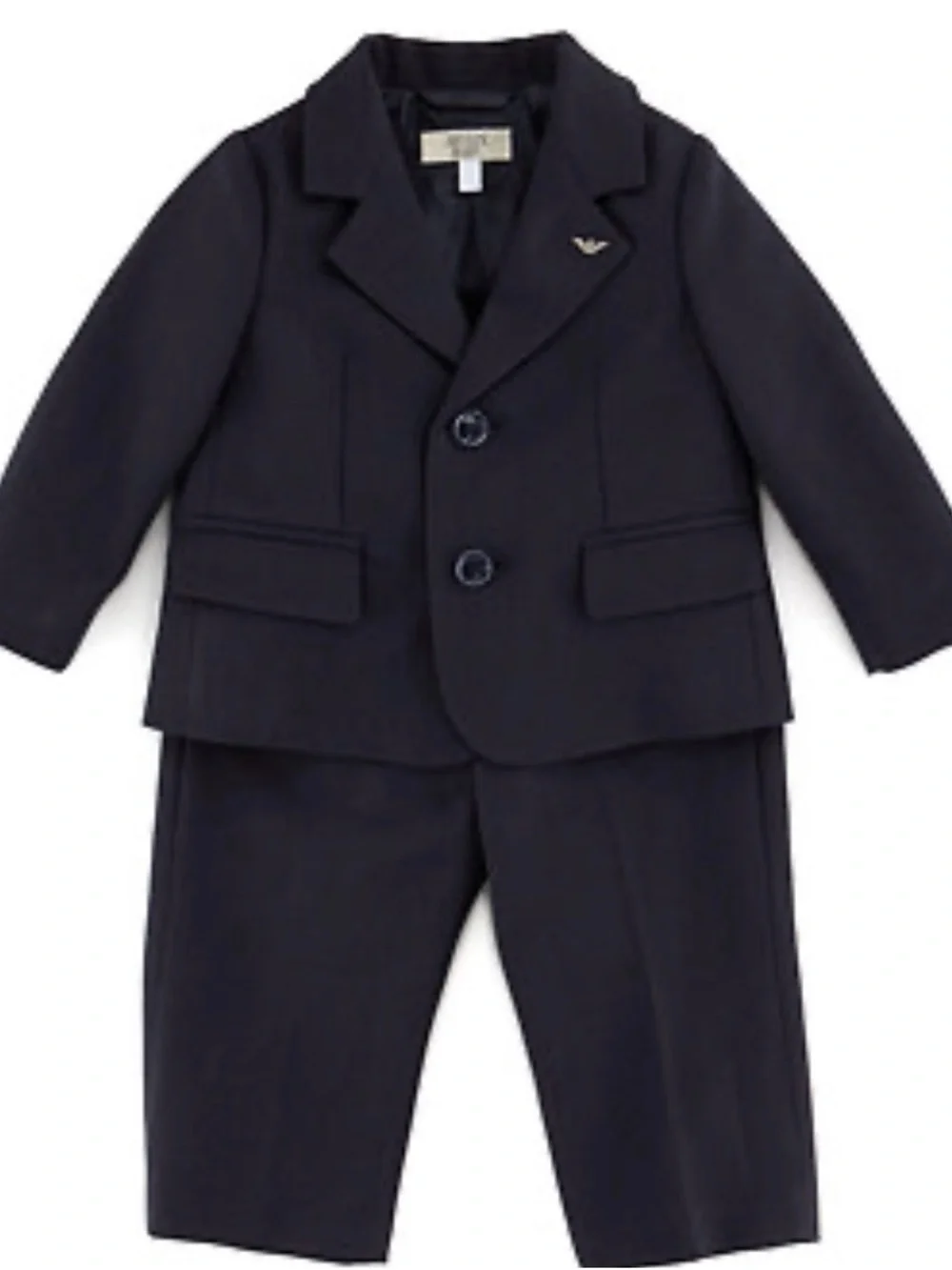 Giorgio Armani Baby Brown Pinstripe Blazer with Gold Emblem
